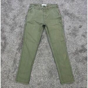 Deus EX Machina Floyd Pant Mens 30 Military Green Button Fly Stretch Dress Work‎